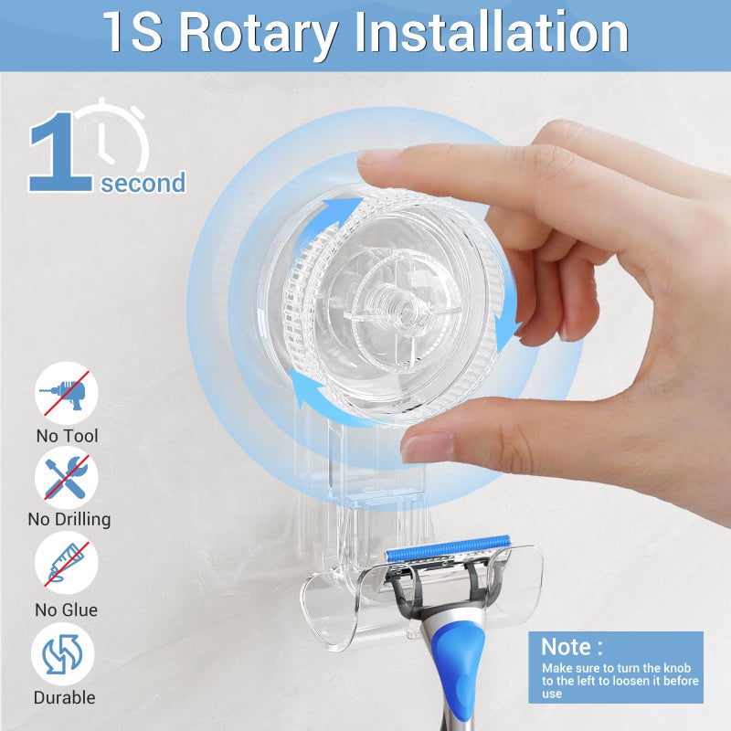 LUXEAR Suction Hooks, 2 Pack Razor Hooks Removable & Reusable Suction Shower Hook Damage-Free Powerful Suction Hanger for Towel Bathrobe Loofah Bathroom Kitchen Storage Hooks Weather Hanger Hook - Image 2